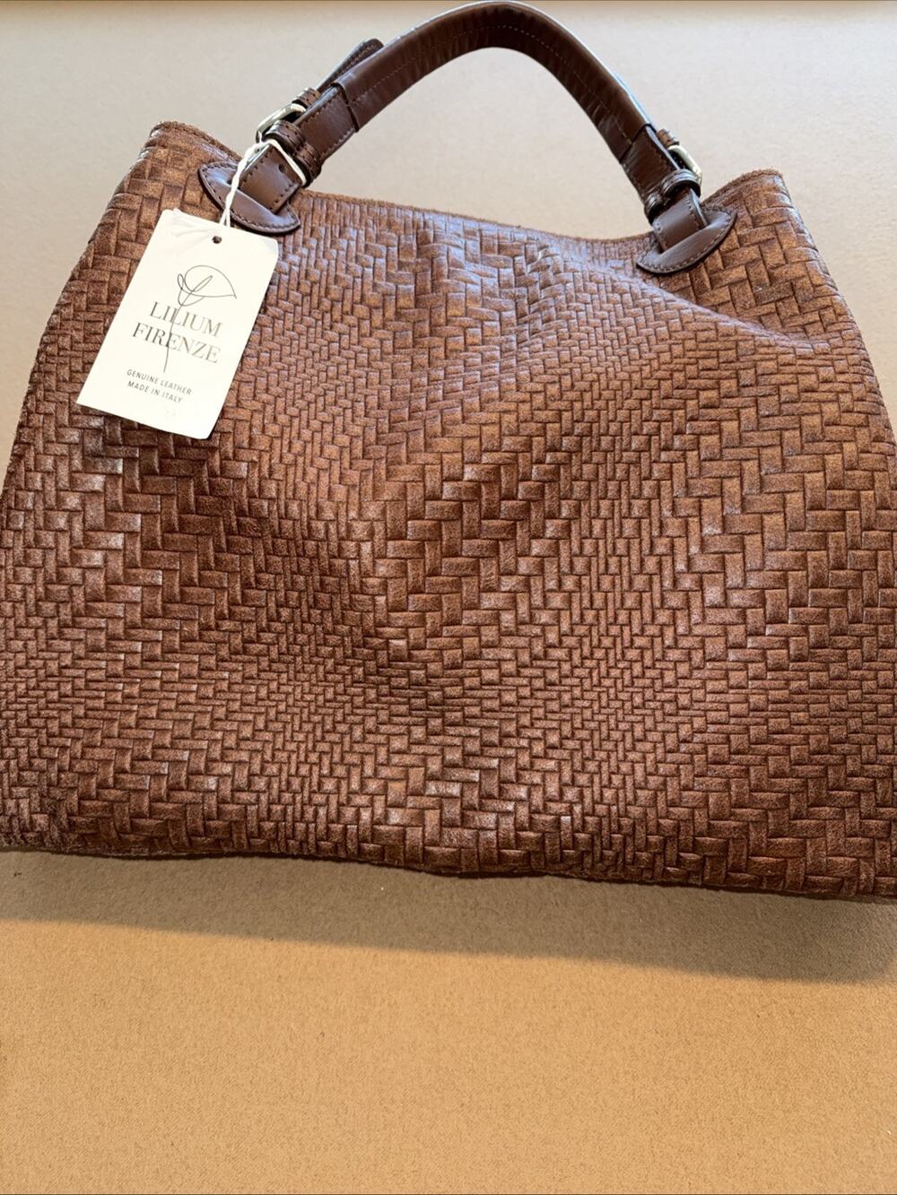Lilium Firenze Women’s Genuine Italian Leather Tote/Hobo Bag Brown